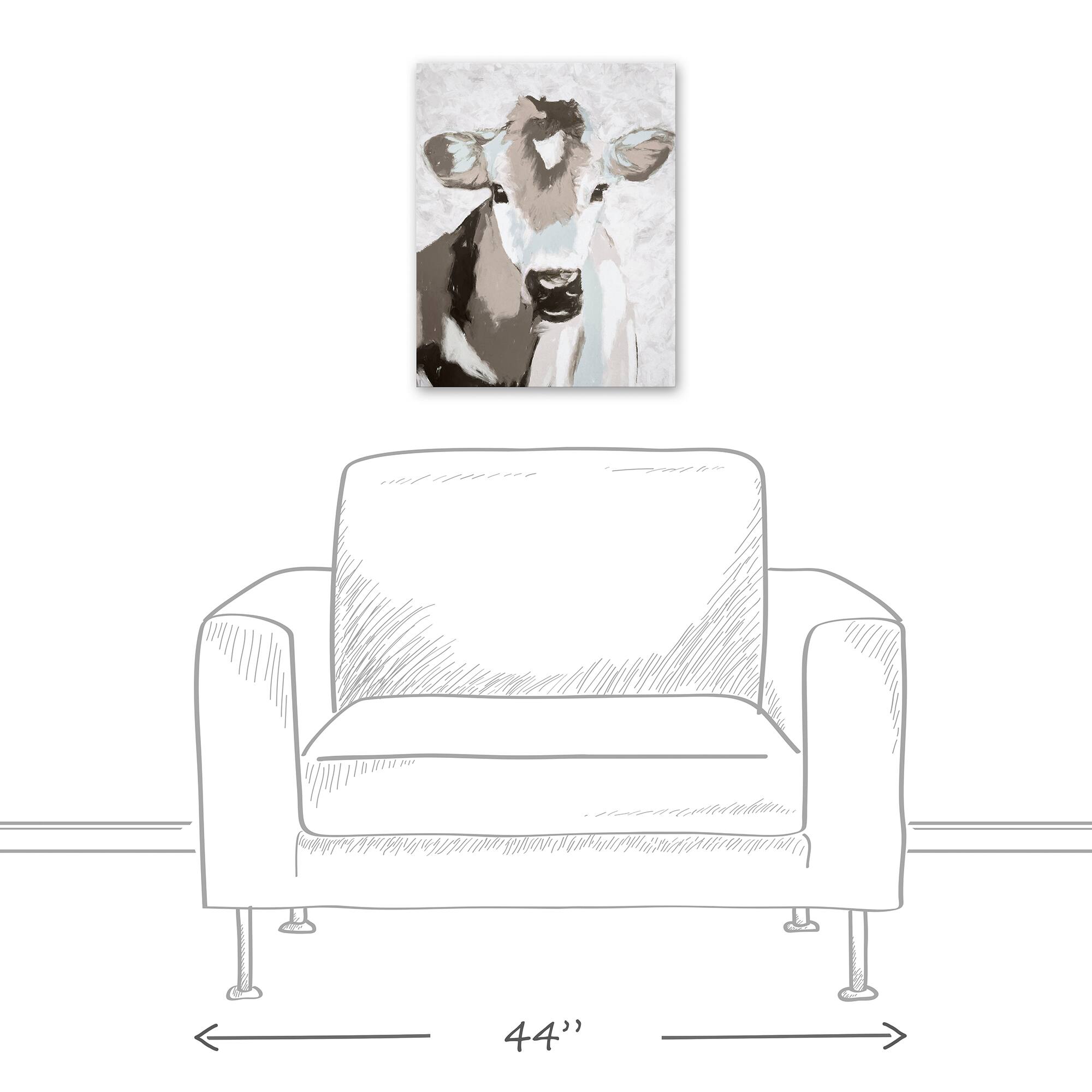 Painted Gray Cows Canvas Wall Art